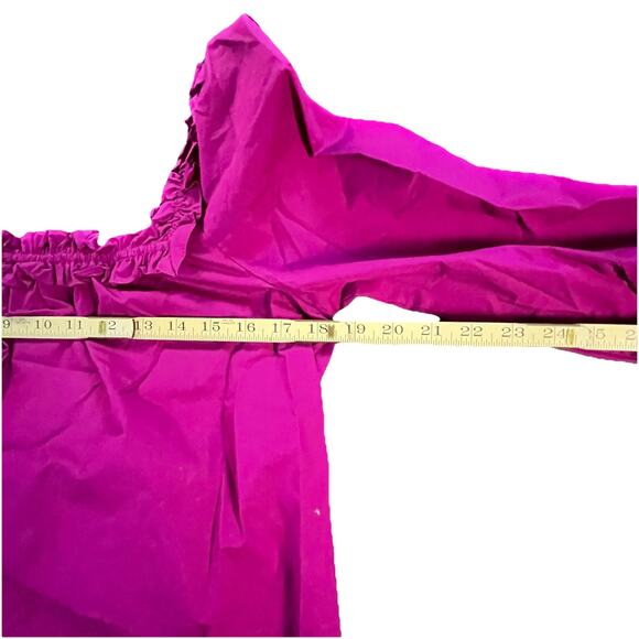 J. CREW Blouse Womens Large Ruffle Square Neck Penny Fuscia Peasant Cottage - Picture 7 of 10